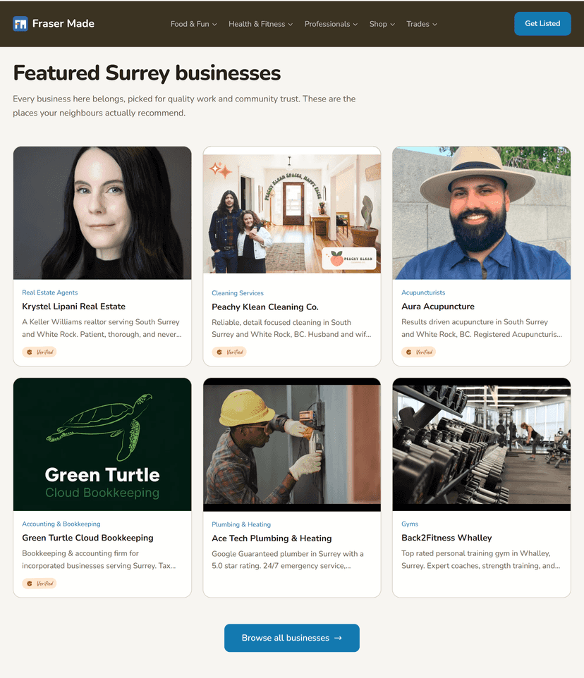 Fraser Made directory featuring local Surrey businesses