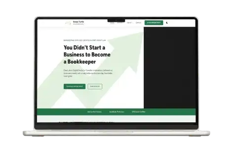 landing page for green turtle cloud bookkeeping