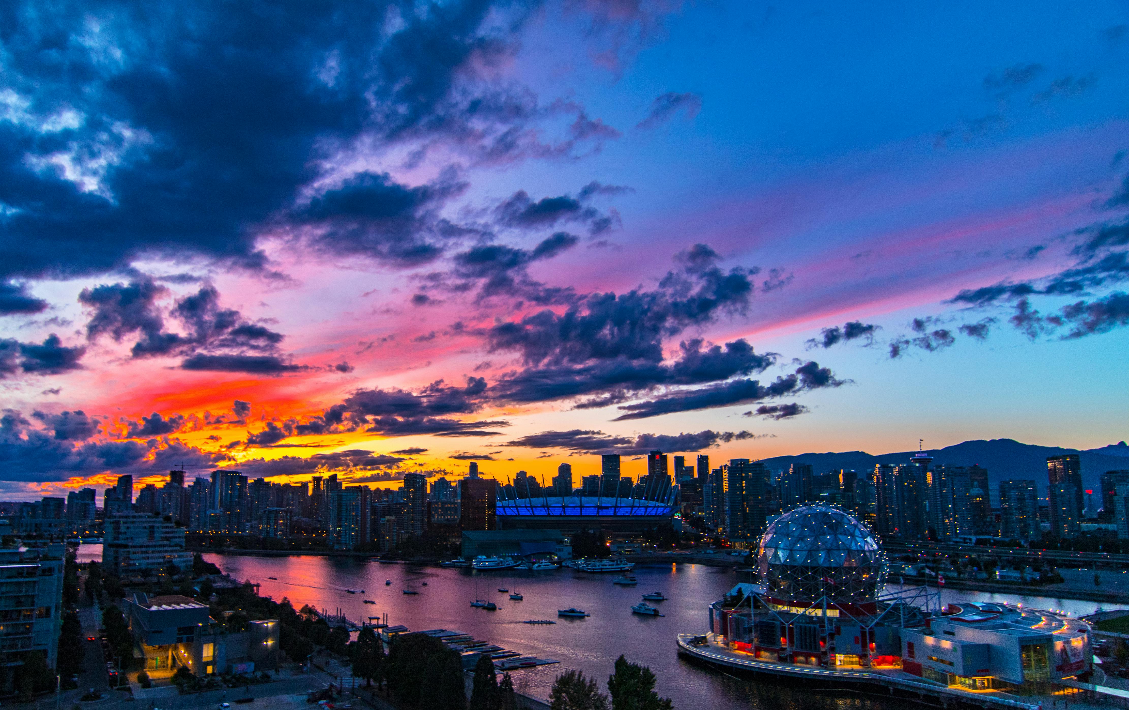 Vancouver skyline at sunset